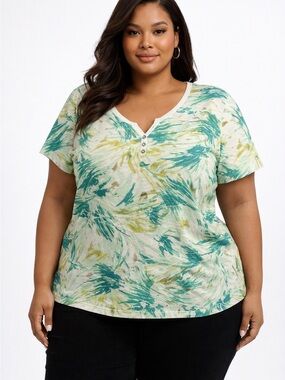5/$25 Paradisio Vibrant Abstract Print T-Shirt Size 3X